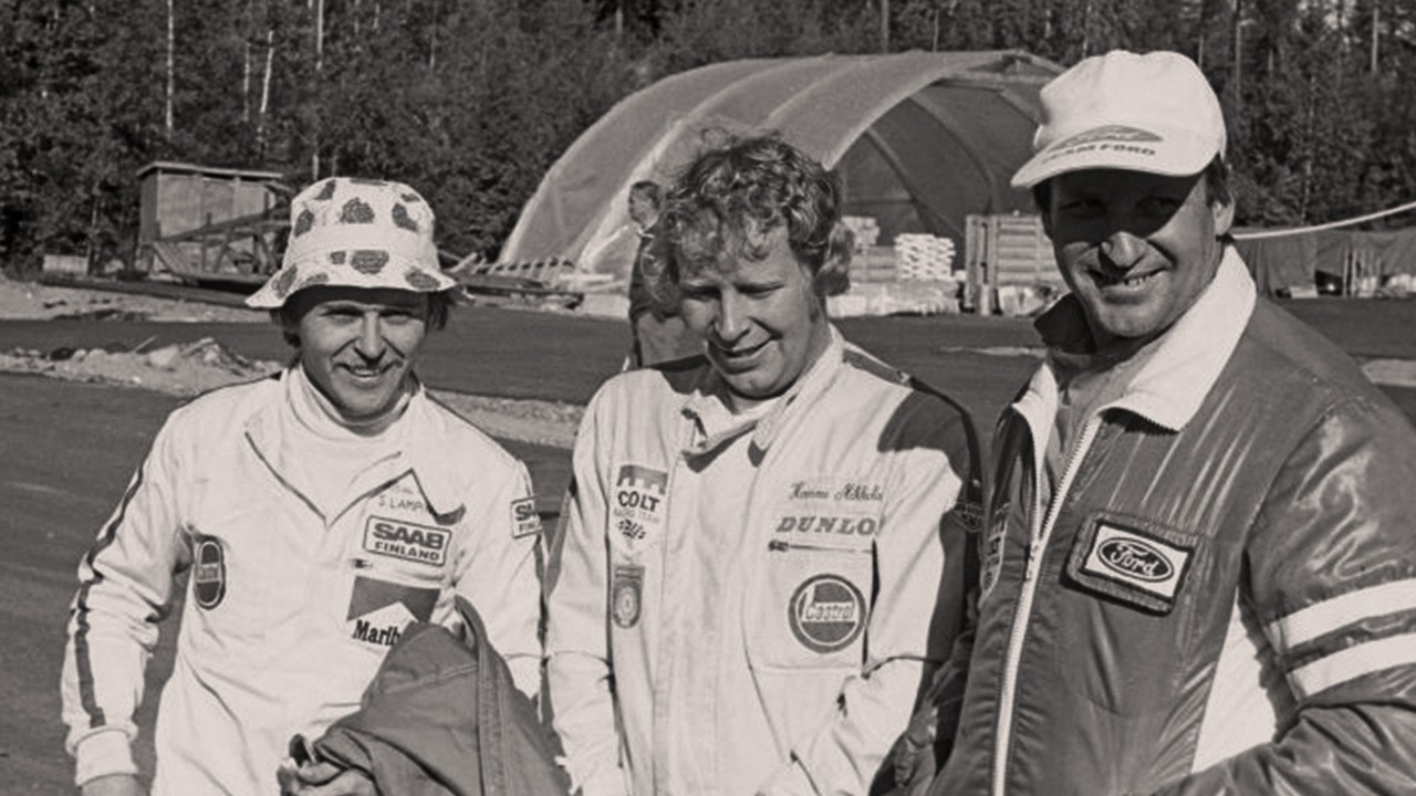 Finnish driver Hannu Mikkola on the 1,000 Lakes Rally in Finland in 1975