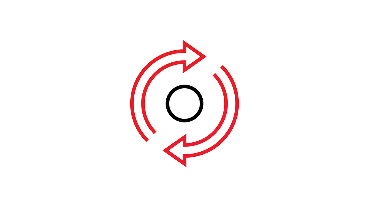 2 arrows circling around circle pictogram