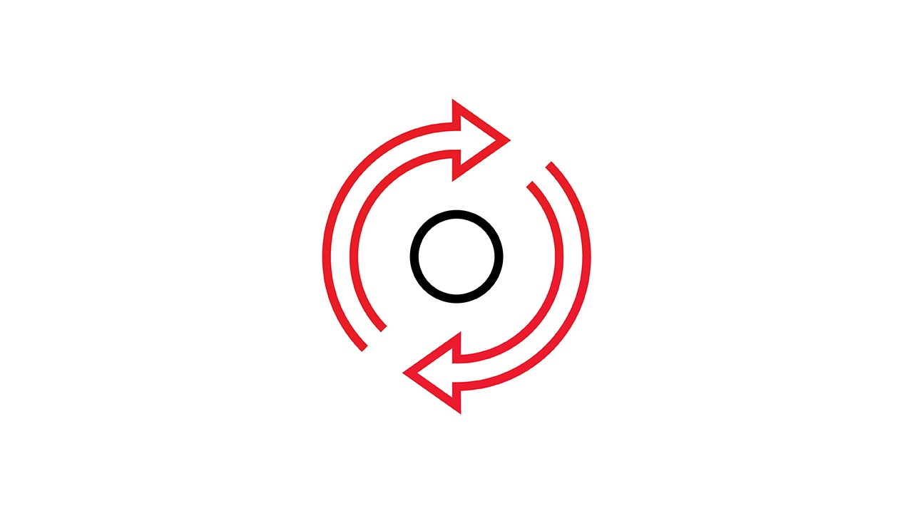 2 arrows circling around circle pictogram