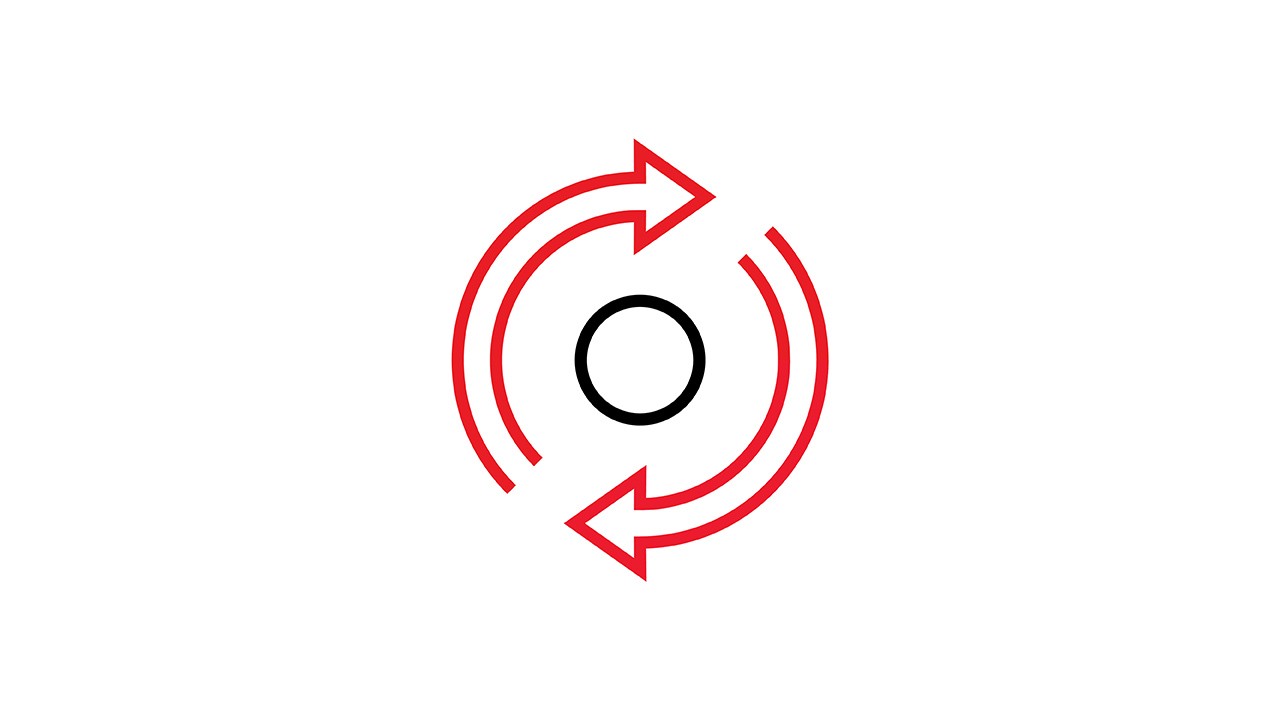 2 arrows circling around circle pictogram