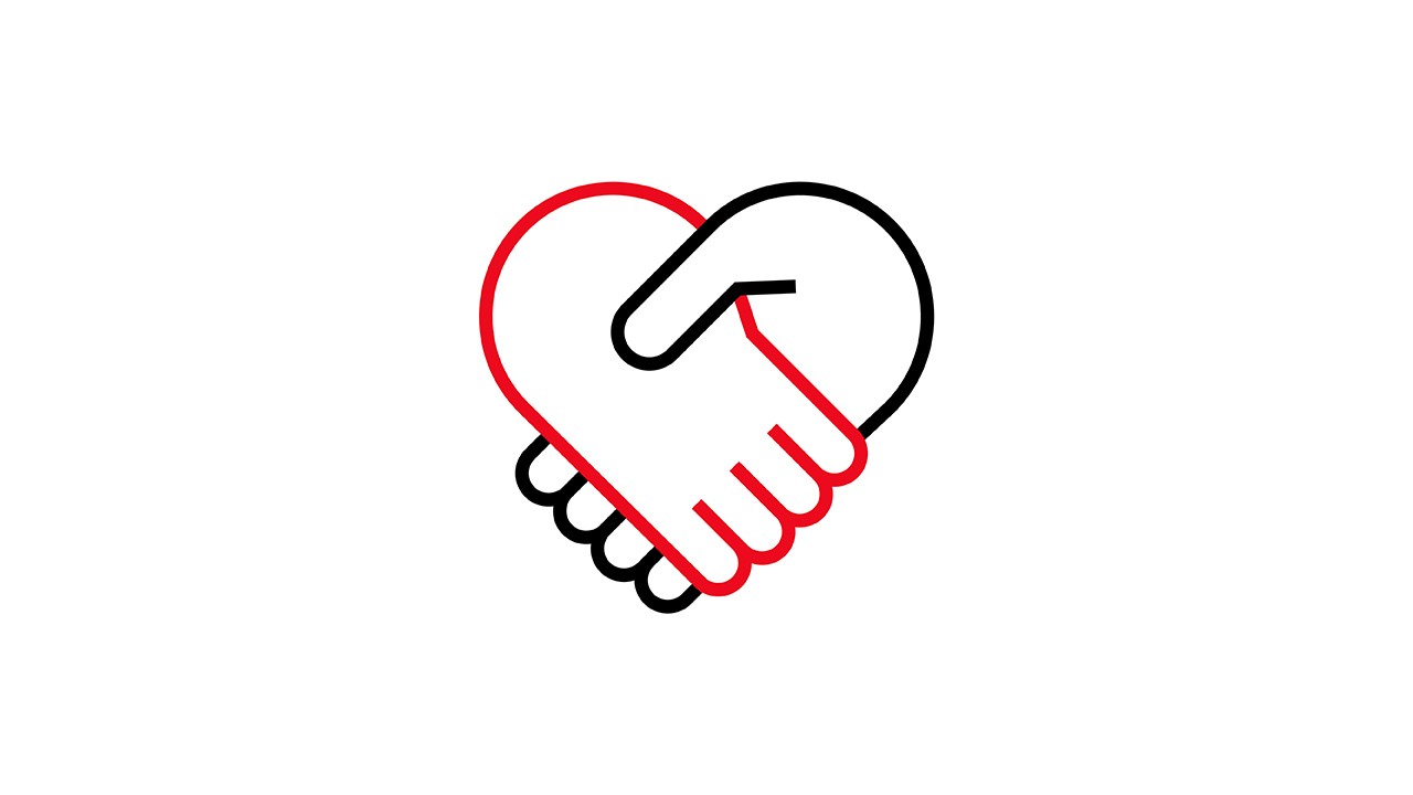 Heartshaped hands holding pictogram