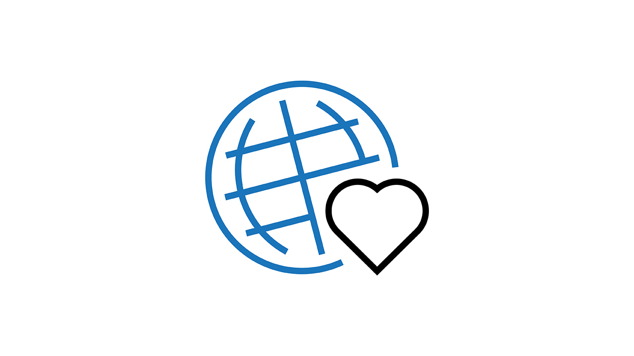 Globe with a heart pictogram