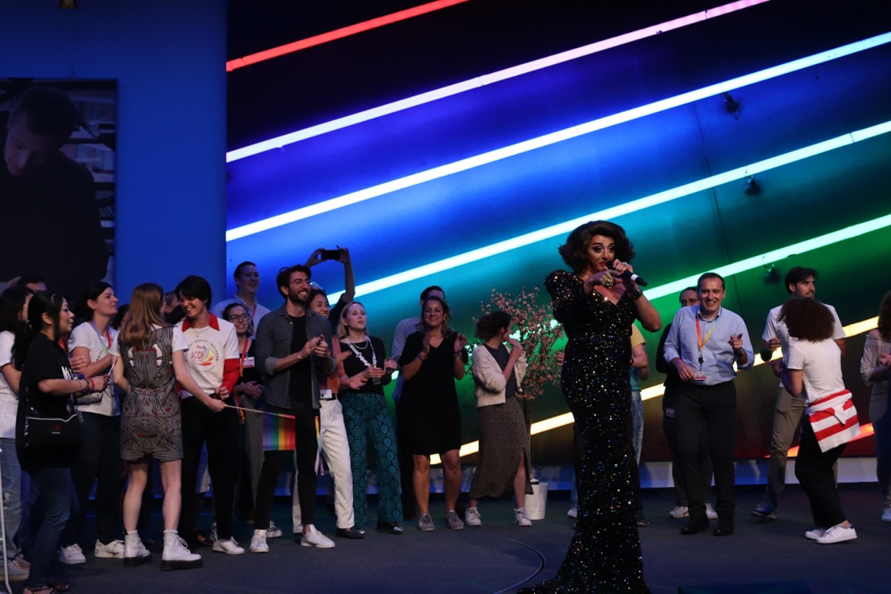LaDiva Live - Belgian drag artists - performs at the fundraiser at Toyota Motor Europe